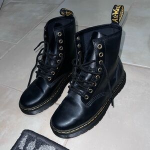 Dr. Martens Black Zavala Combat Leather Boots